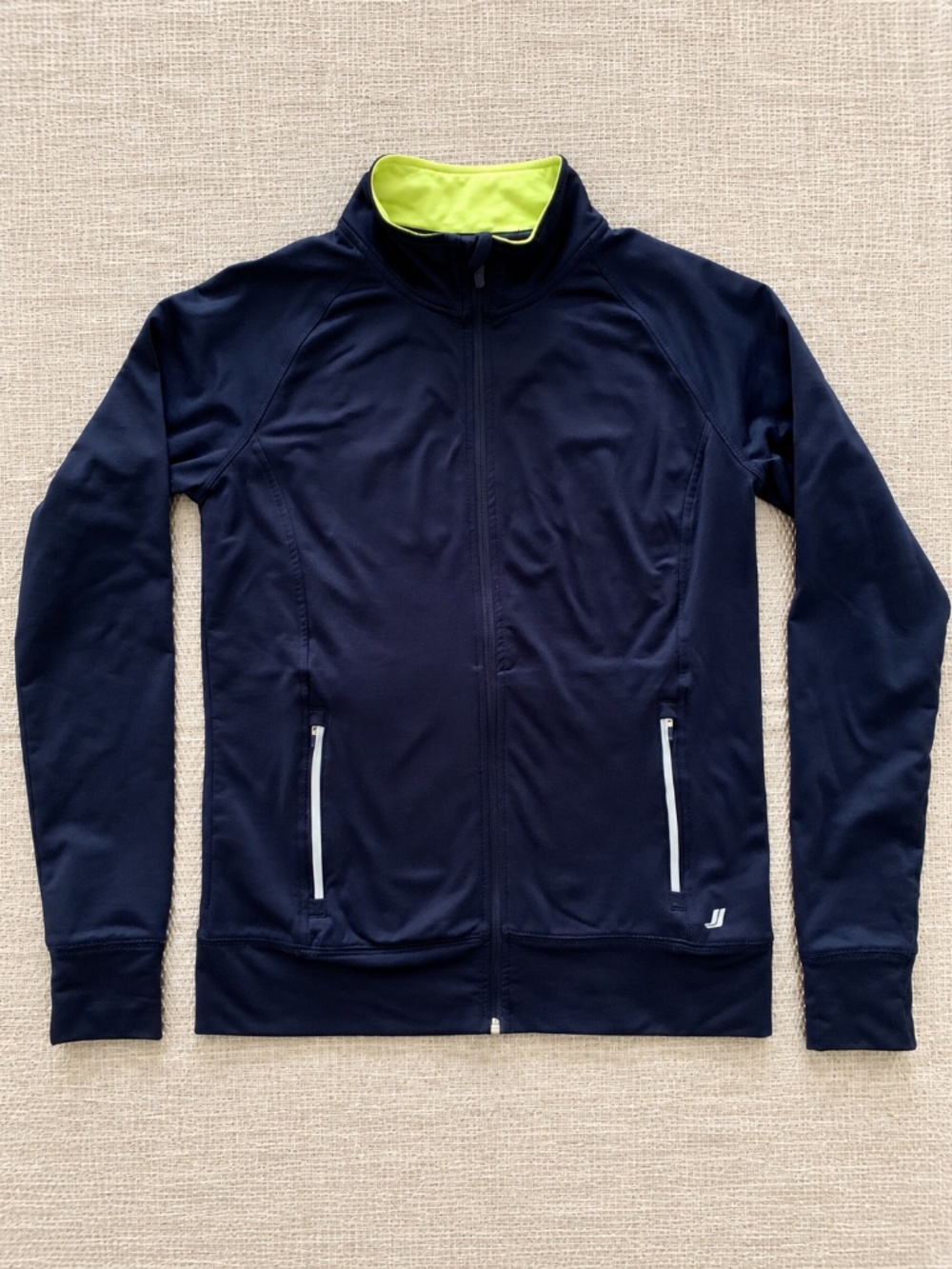 Joe Fresh Women’s Small Navy Neon Trim Full Zip Athletic Jacket